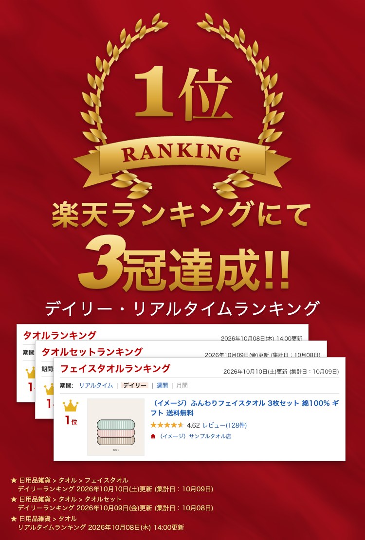 楽天ランキングの受賞バナーのイメージ