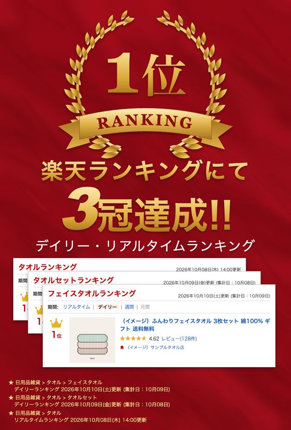 受賞バナーの見本（赤・ウェーブ・立体）
